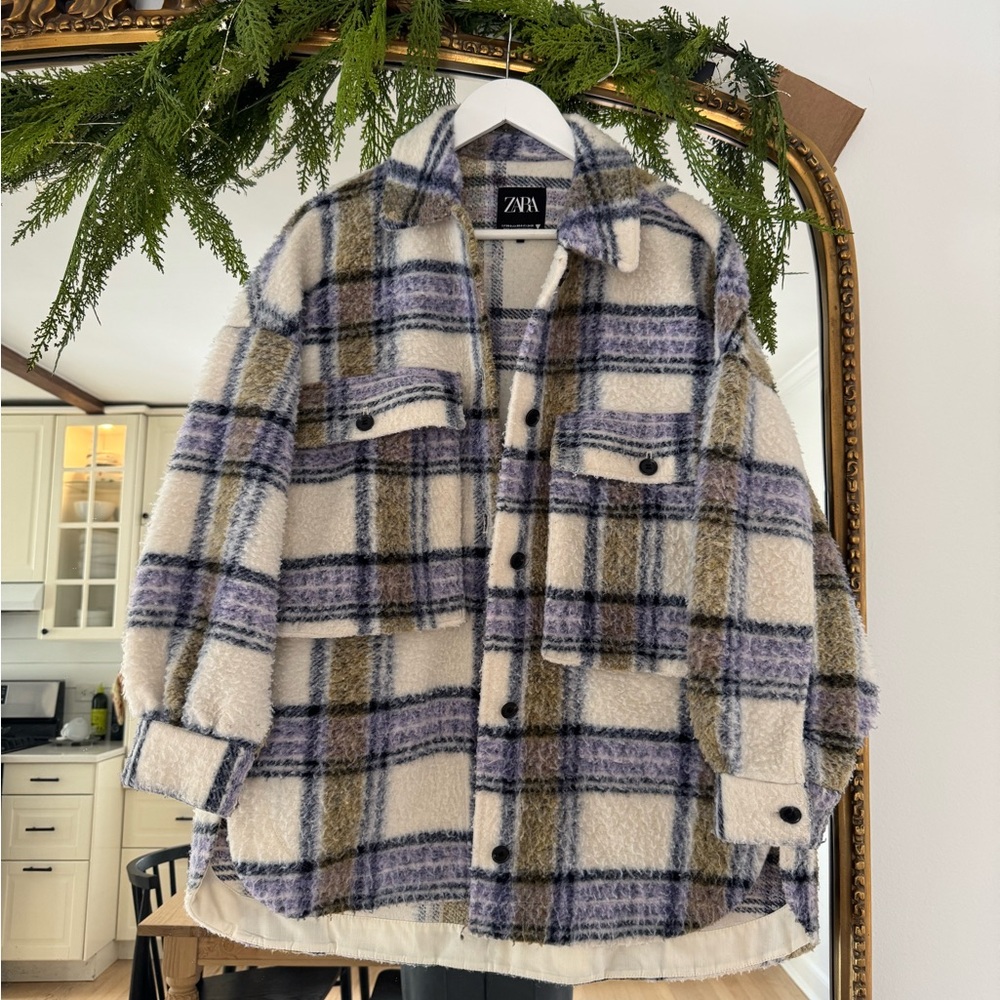 Zara Checkered Wool Blend Jacket